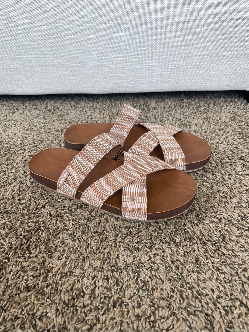 Women’s Tan Woven Slide Sandals